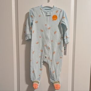 Carter's Light Blue and Peach Watermelon Footie Baby Size 9 Months